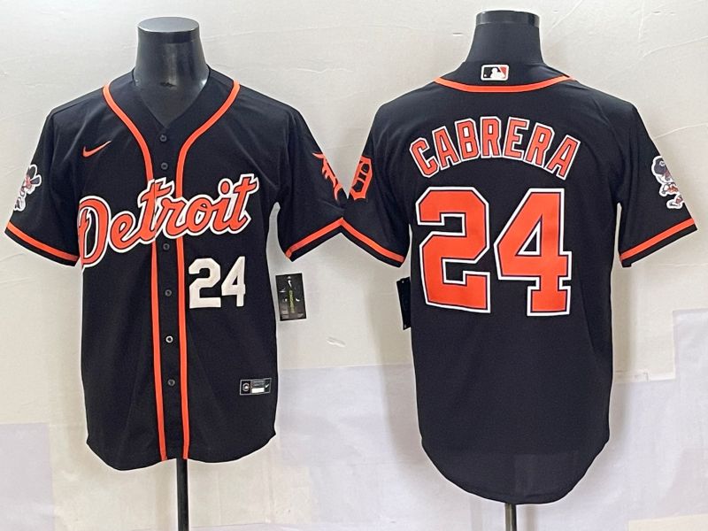 Men 2025 Detroit Tigers 24 Cabrera Black Joint Name Nike MLB Jersey style 8